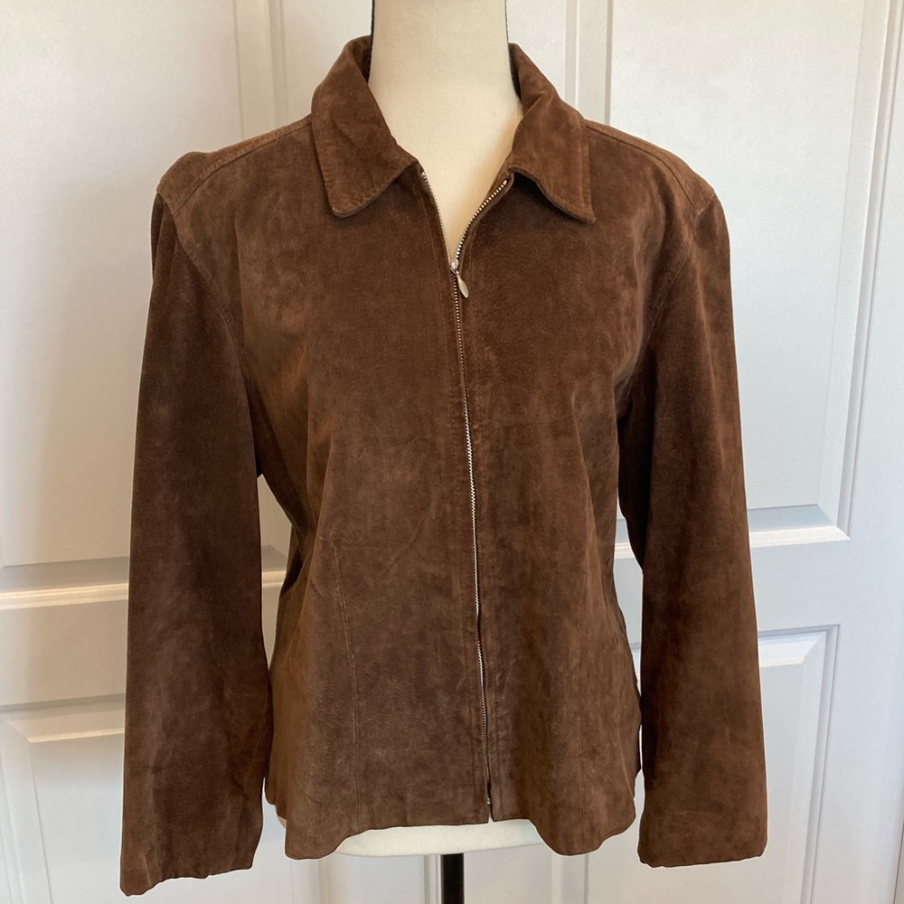 Womens Leather Suede Jacket - Size L